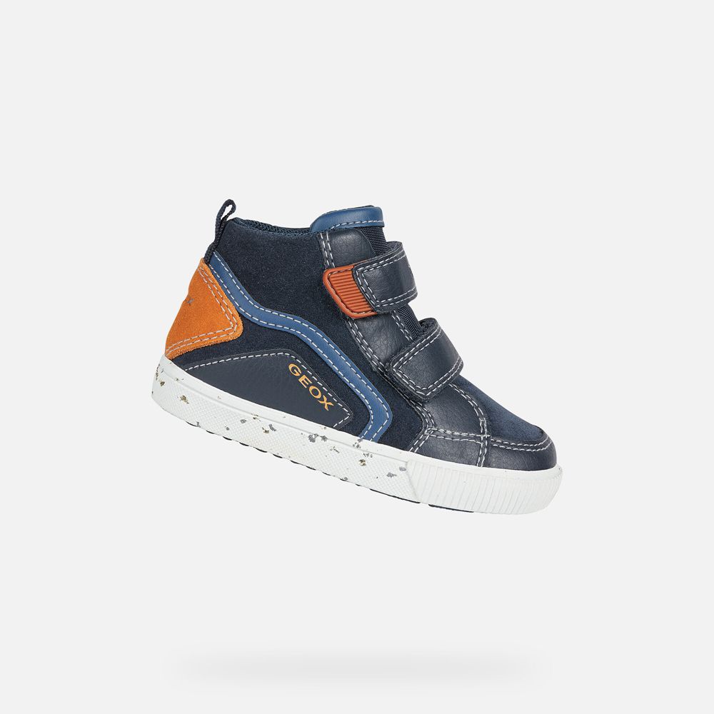 Basket Geox Kilwi Boy - Bleu Marine/Orange - Bebe 273165-OZL